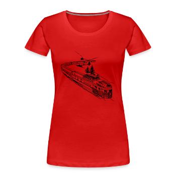 Lokomotive - Frauen Premium Bio T-Shirt - Rot - Vorne - Mia (176cm)