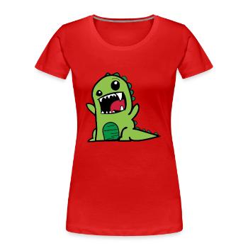 Grüner Dinosaurier - Frauen Premium Bio T-Shirt - Rot - Vorne - Mia (176cm)