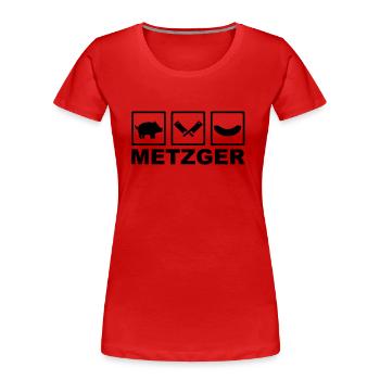 Metzger - Frauen Premium Bio T-Shirt - Rot - Vorne - Mia (176cm)