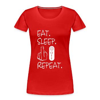 fuck off, fuck you, fucking, fuck - Frauen Premium Bio T-Shirt - Rot - Vorne - Mia (176cm)