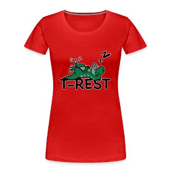 T-Rest - Schlafender T-Rex Wortspiel Dino - Frauen Premium Bio T-Shirt - Rot - Vorne - Mia (176cm)