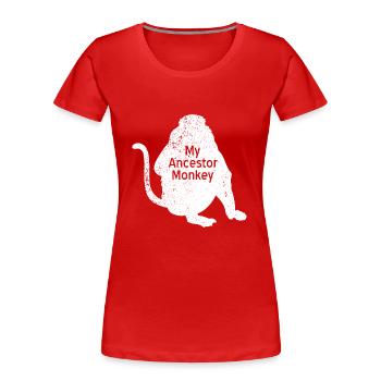 Affe Affen Mein Vorfahr Schimpanse Vintage Monkeys - Frauen Premium Bio T-Shirt - Rot - Vorne - Mia (176cm)