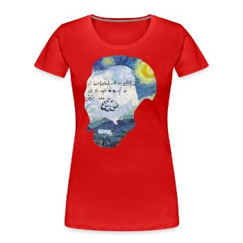 Van Gogh Traumsterne Grafik - Frauen Premium Bio T-Shirt - Rot - Vorne - Mia (176cm)