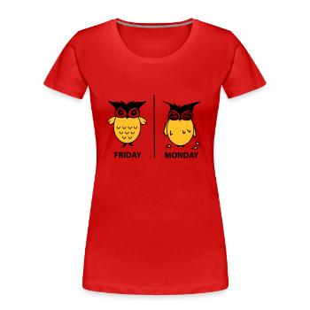 friday and monday - T-shirt bio Premium Femme - rouge - Devant - Mia (176cm)