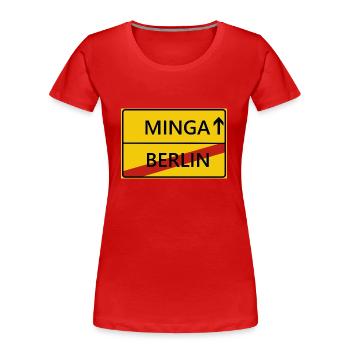 Minga München Ortsschild Geschenk Geschenkidee - Frauen Premium Bio T-Shirt - Rot - Vorne - Mia (176cm)