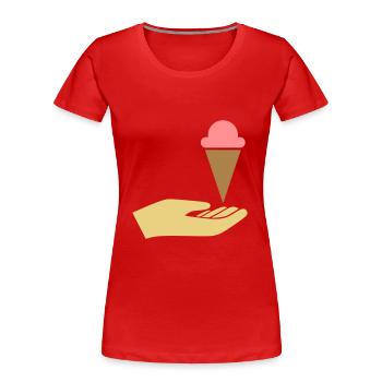 Hand reicht Eis - Frauen Premium Bio T-Shirt - Rot - Vorne - Mia (176cm)