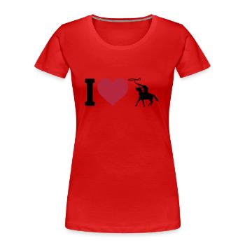 I love Westernreiten - Frauen Premium Bio T-Shirt - Rot - Vorne - Mia (176cm)