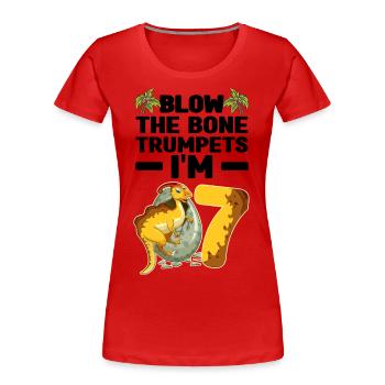 Kindergeburtstag Dinosaurier - Frauen Premium Bio T-Shirt - Rot - Vorne - Mia (176cm)