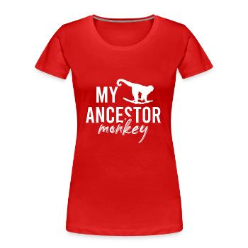 Affe Affen Mein Vorfahr Schimpanse Vintage Monkeys - Frauen Premium Bio T-Shirt - Rot - Vorne - Mia (176cm)