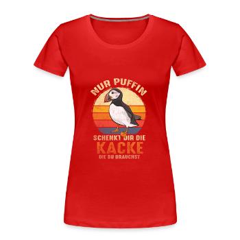 Papageientaucher - Frauen Premium Bio T-Shirt - Rot - Vorne - Mia (176cm)