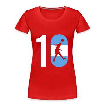 10 Argentinien Fussballspieler - Frauen Premium Bio T-Shirt - Rot - Vorne - Mia (176cm)