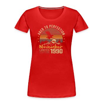 Les Légendes Sont Nées En Novembre 1990 - 1990 - T-shirt bio Premium Femme - rouge - Devant - Mia (176cm)
