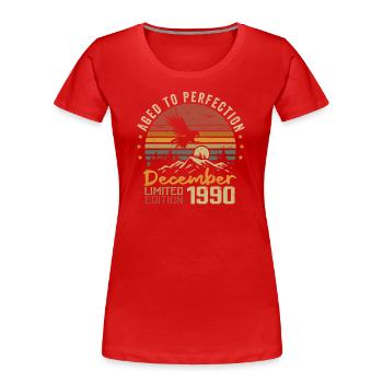 Les Légendes Sont Nées En Décembre 1990 - 1990 - T-shirt bio Premium Femme - rouge - Devant - Mia (176cm)