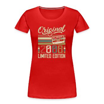 Vintage 2008 Retro Birthday Gift 2008 - Women's Premium Organic T-Shirt - red - Front - Mia (176cm)