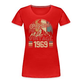 Jahrgang 1969 Retro Geburtstagsgeschenk Jahrgang 1969 - Frauen Premium Bio T-Shirt - Rot - Vorne - Mia (176cm)