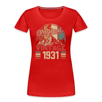 Vintage 1931 Retro Birthday Gift Born In 1931 - Women's Premium Organic T-Shirt - red - Front - Mia (176cm)