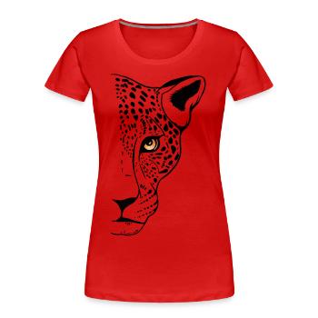 Leopard Raubkatze Animal Print Cool - Frauen Premium Bio T-Shirt - Rot - Vorne - Mia (176cm)