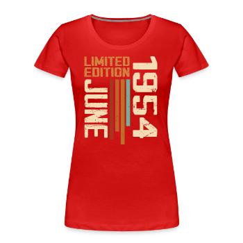 Juni 1954 Geburtstagsgeschenk Juni 1954 Retro 1954 - Frauen Premium Bio T-Shirt - Rot - Vorne - Mia (176cm)