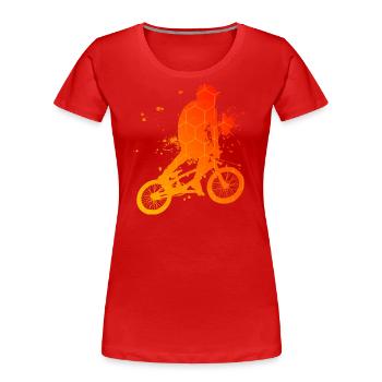 Damen Herren Bike bmx fahrrad bmx Radfahren - Frauen Premium Bio T-Shirt - Rot - Vorne - Mia (176cm)