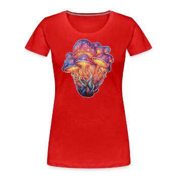 Glowing Mushrooms - Frauen Premium Bio T-Shirt - Rot - Vorne - Mia (176cm)