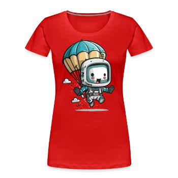 Fallschirmsprung-Bot - Frauen Premium Bio T-Shirt - Rot - Vorne - Mia (176cm)