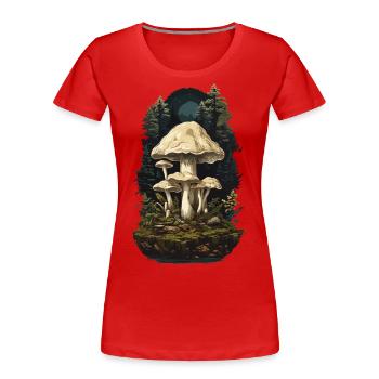 Vintage Bohemian Pilz & Goblincore Pilze Design - Frauen Premium Bio T-Shirt - Rot - Vorne - Mia (176cm)