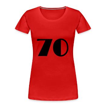 70 JAHRE. 70-JÄHRIGES JUBILÄUM. GEBURTSTAG 70 JAHRE. 70 - Frauen Premium Bio T-Shirt - Rot - Vorne - Mia (176cm)