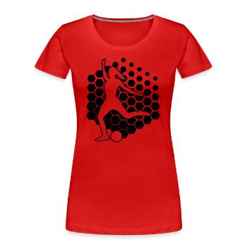 Fussballspielen Fussballspieler Fussballer - Frauen Premium Bio T-Shirt - Rot - Vorne - Mia (176cm)