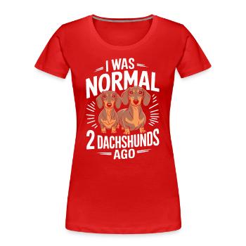 Chien teckel - T-shirt bio Premium Femme - rouge - Devant - Mia (176cm)