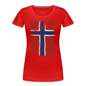 Norway Flag Pride Homeland Fatherland Gift - Women's Premium Organic T-Shirt - red - Front - Mia (176cm)