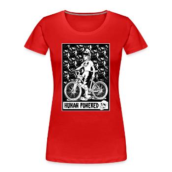 T-Shirt Pedal Power: motard comique avec des crânes - T-shirt bio Premium Femme - rouge - Devant - Mia (176cm)