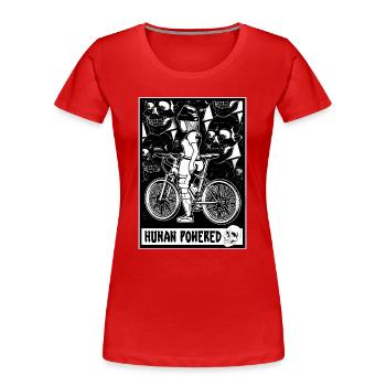 Zwei Räder, eine Mission: Entdecke die Welt - Frauen Premium Bio T-Shirt - Rot - Vorne - Mia (176cm)