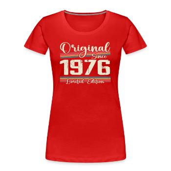1976 Cadeau D’anniversaire Rétro Vintage 1976 - T-shirt bio Premium Femme - rouge - Devant - Mia (176cm)