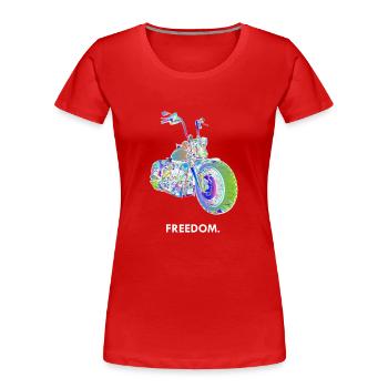 Motorcycle Chopper Freedom Biker Motorcyclist - Women's Premium Organic T-Shirt - red - Front - Mia (176cm)