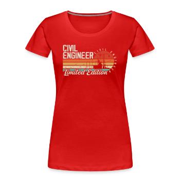 Futur métier d’ingénieur civil Génie civil - T-shirt bio Premium Femme - rouge - Devant - Mia (176cm)