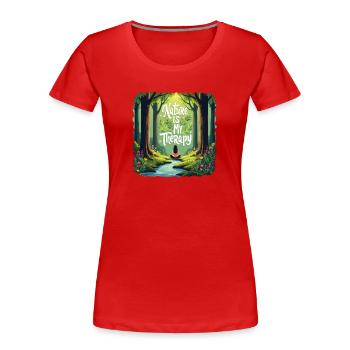 La nature est ma thérapie - Méditation en forêt - T-shirt bio Premium Femme - rouge - Devant - Mia (176cm)