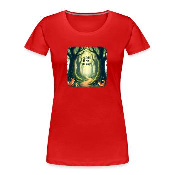 La nature est ma thérapie - Méditation en forêt - T-shirt bio Premium Femme - rouge - Devant - Mia (176cm)