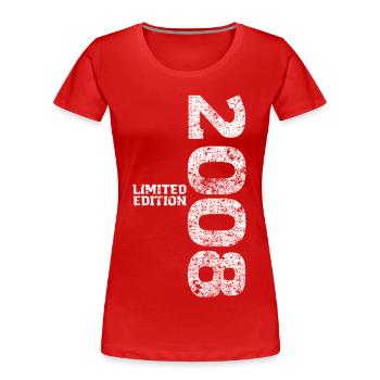 Limited Edition 2008 18th Birthday Gift - Women's Premium Organic T-Shirt - red - Front - Mia (176cm)