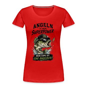Angeln ist meine Superpower - Frauen Premium Bio T-Shirt - Rot - Vorne - Mia (176cm)