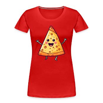 Pizza Salami dansante - Kawaii Style - T-shirt bio Premium Femme - rouge - Devant - Mia (176cm)