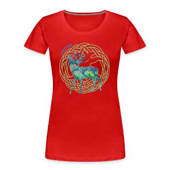 hirsch durathror e 115 - Women's Premium Organic T-Shirt - red - Front - Mia (176cm)