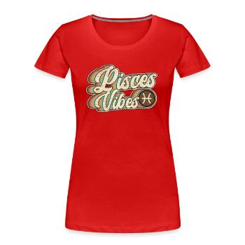Poissons, Astrologie, Constellation, Horoscope, Zodiaque - T-shirt bio Premium Femme - rouge - Devant - Mia (176cm)