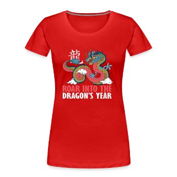 Jahr Des Drachen, Chinesisches Neujahr 2024 - Frauen Premium Bio T-Shirt - Rot - Vorne - Mia (176cm)
