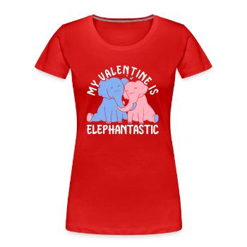 14 février Cadeau de la Saint-Valentin éléphant mignon - T-shirt bio Premium Femme - rouge - Devant - Mia (176cm)