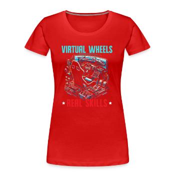 Sim Racing Sirm Racer Racing Simulation Simracing - T-shirt bio Premium Femme - rouge - Devant - Mia (176cm)