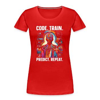 Künstliche Intelligenz, Ki, Maschinelles Lernen - Frauen Premium Bio T-Shirt - Rot - Vorne - Mia (176cm)