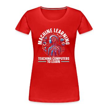 Künstliche Intelligenz, Ki, Maschinelles Lernen - Frauen Premium Bio T-Shirt - Rot - Vorne - Mia (176cm)