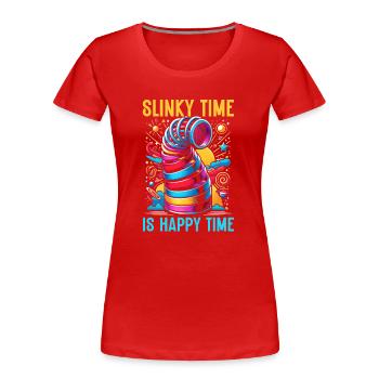 Slinky Stair Runner Hyperspring 90s - Women's Premium Organic T-Shirt - red - Front - Mia (176cm)