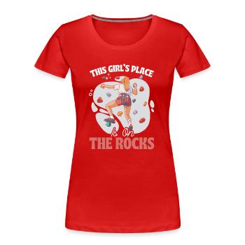 Boulder Mädchen Bouldern Klettern Geschenk - Frauen Premium Bio T-Shirt - Rot - Vorne - Mia (176cm)
