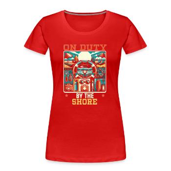 Rettungsschwimmer-lebensretter-beruf Am Strand - Frauen Premium Bio T-Shirt - Rot - Vorne - Mia (176cm)